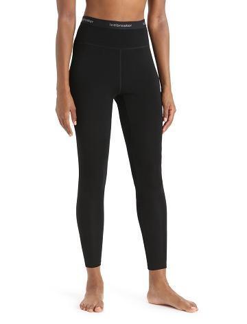 Black Women's Icebreaker 15.5 Merino Thermal Leggings Base Layers | USA 1871CTVE